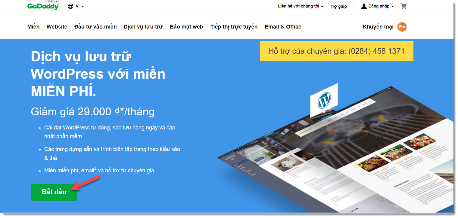 Wordpress Hosting của Godaddy